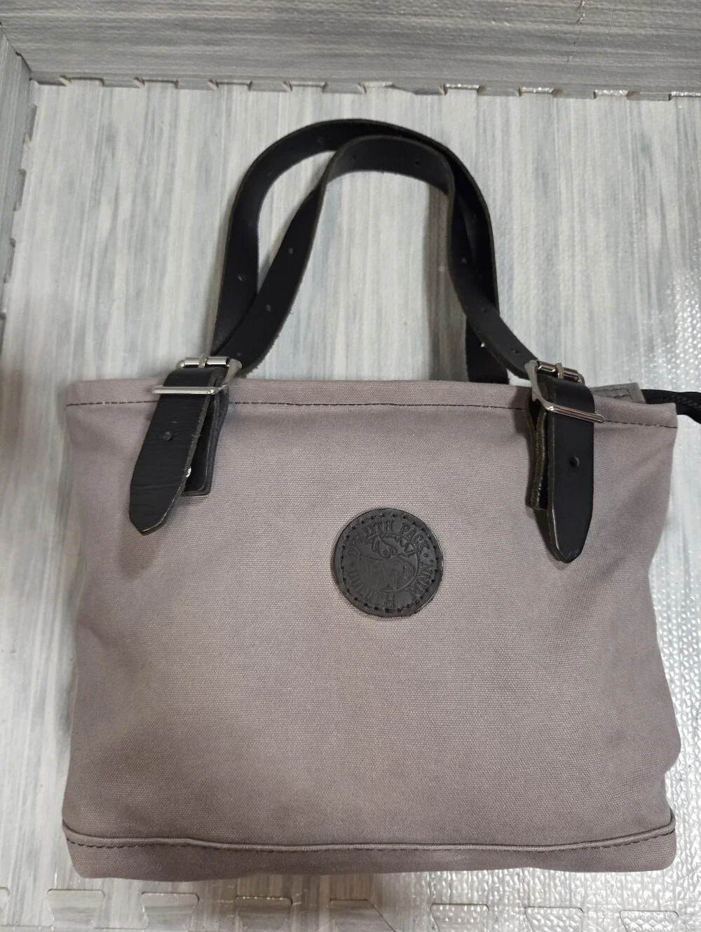 Duluth Pack Canvas & Leather Lakewalk Tote Grey Purse Bag Women’s